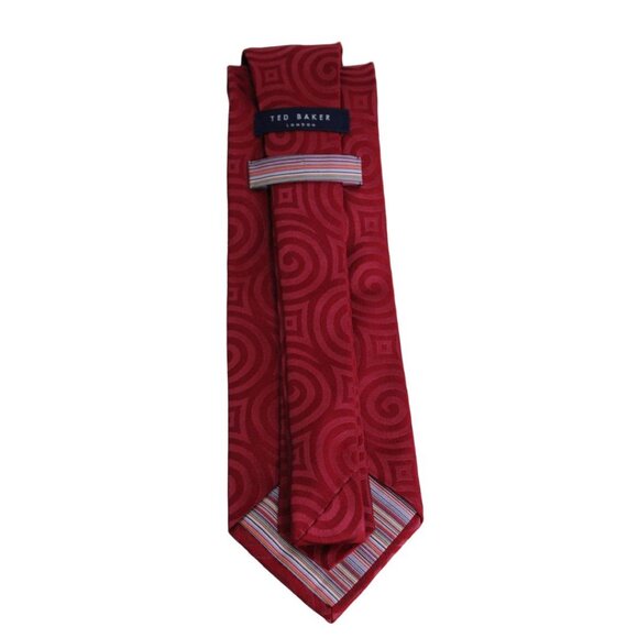 TED BAKER LONDON Tie 100% Silk - Bright Red Swirl - Picture 3 of 5